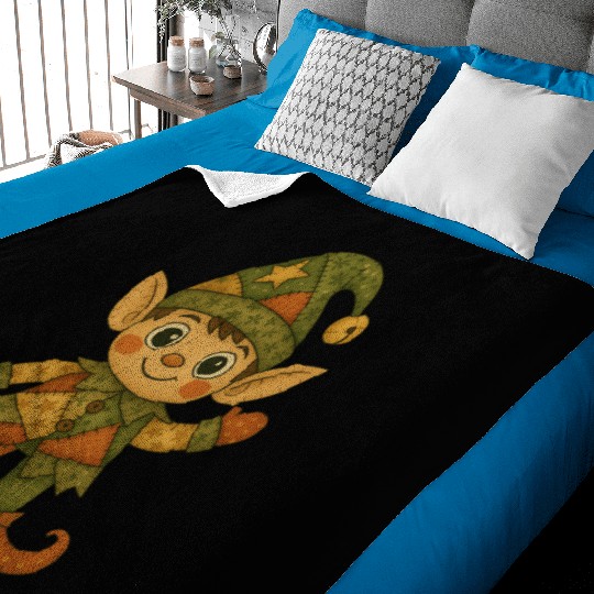 Patchwork Elf Christmas Vintage Folk Art Baby Blankets