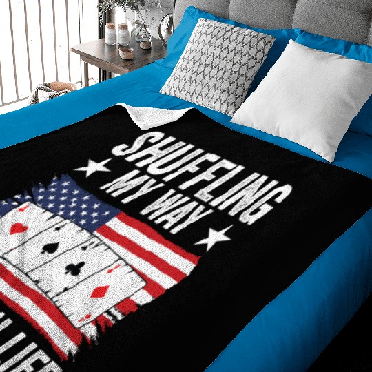 USA Flag Pinochle American Patriotic Card Games Baby Blankets