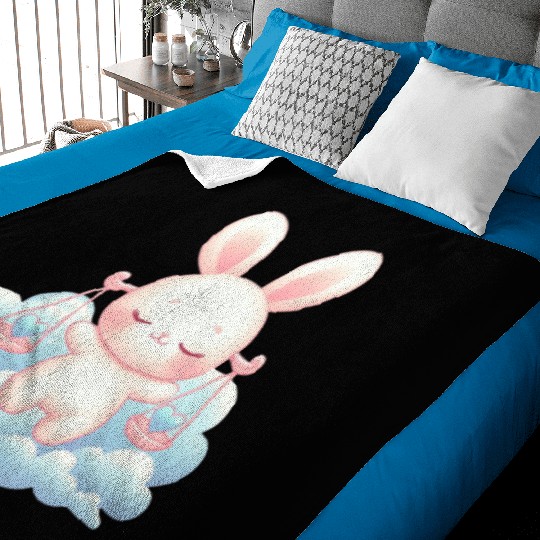 Sweet Bunny Libra Illustration Baby Blankets
