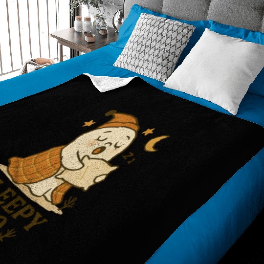 Sleepy Boo Cozy Night Illustration Baby Blankets