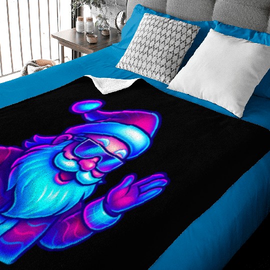 Neon Santa Claus Cyberpunk Christmas Baby Blankets