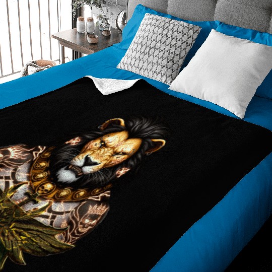 Majestic Lion Warrior Tattoo Design Baby Blankets