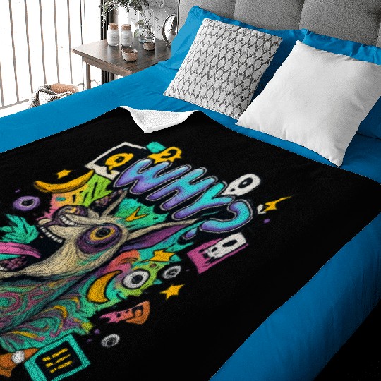 Whimsical Psychedelic Animal Illustration Baby Blankets