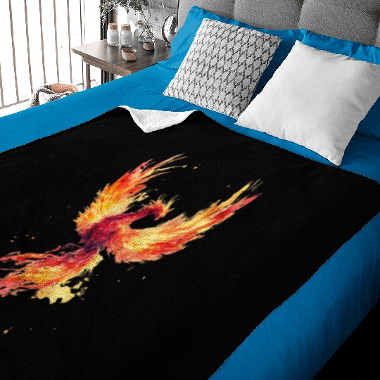 Fiery Phoenix Watercolor Illustration Baby Blankets