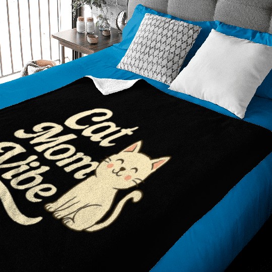 Cat Mom Vibes – Cute Cartoon Cat Design for Cat L Baby Blankets