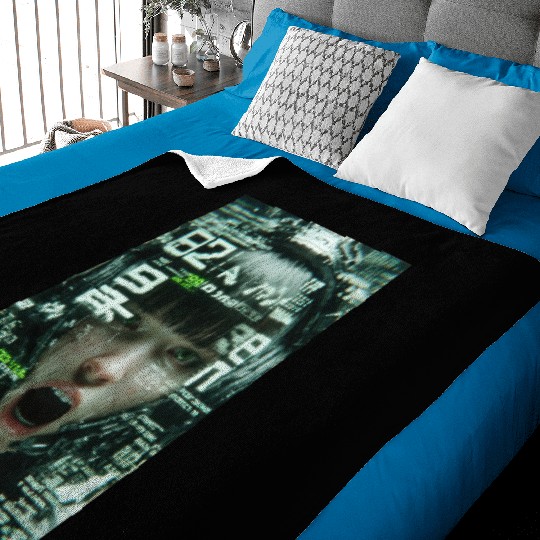 Cyberpunk Digital Scream Baby Blankets