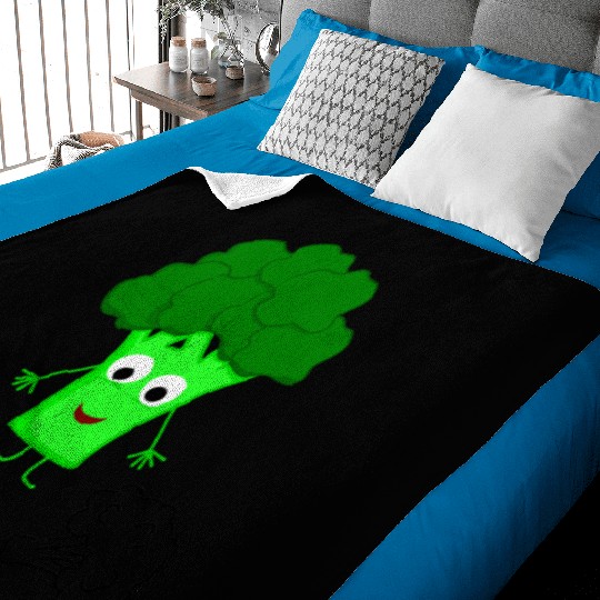 Whimsical Broccoli Character Design Baby Blankets