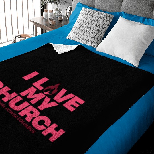 Love my Church fuchsia Baby Blankets