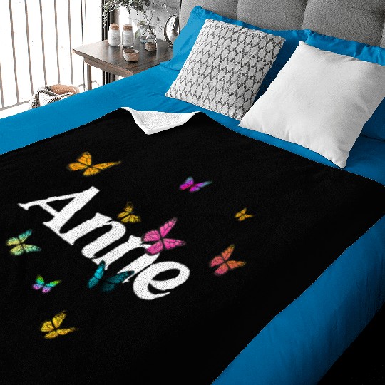 ANNE - beautiful girl name with cute butterflies Baby Blankets