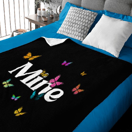 MINE - beautiful girl name with cute butterflies Baby Blankets