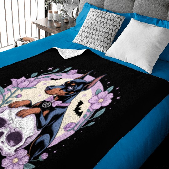 Dark Fantasy Doberman Dog Gothic Art Illustration Baby Blankets