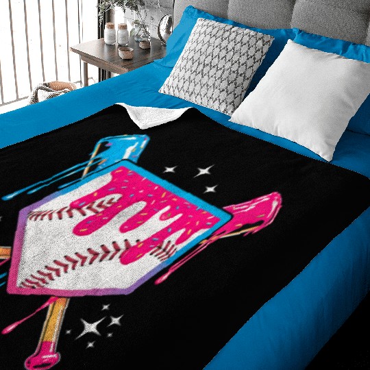 Colorful Baseball Bat Shield Design Baby Blankets