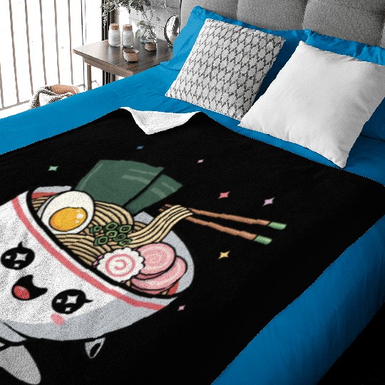 Cute Kawaii Ramen Bowl and Happy Sushi Friends Baby Blankets