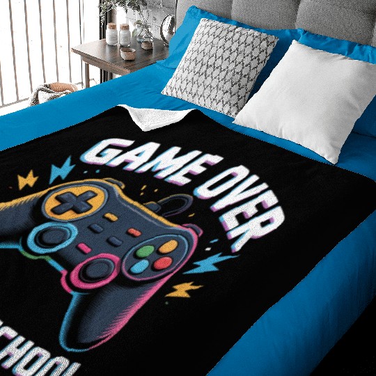 Game Over Back to School – Funny Gamer Design Baby Blankets