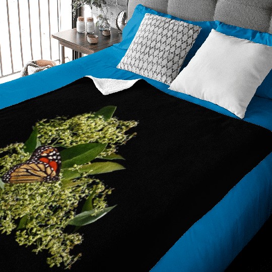 Monarch Butterfly on Euonymus Baby Blankets