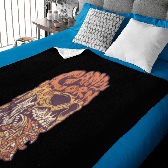 Candy Corn Skull Baby Blankets