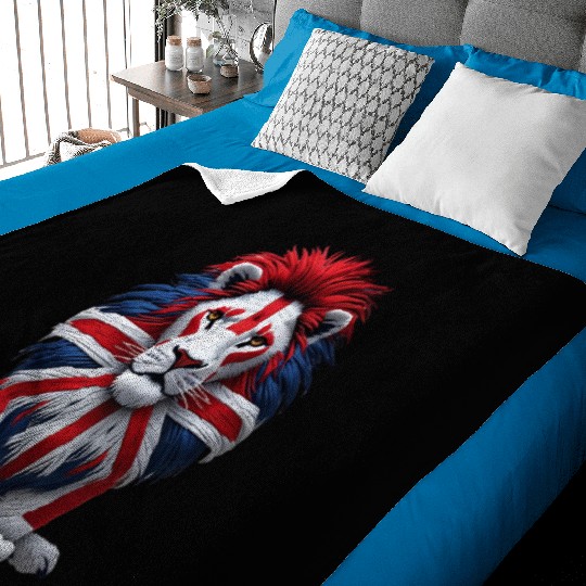 British Lion with Union Jack Flag Graphic Design Baby Blankets