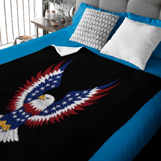 American Bald Eagle with USA Flag Wing Art Design Baby Blankets