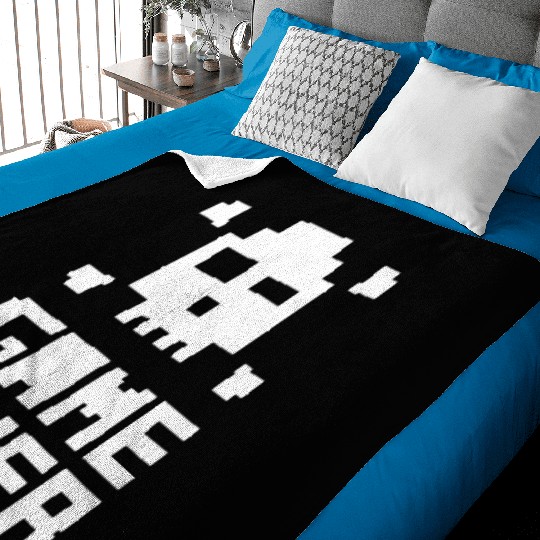 Pixelated Skull Game Over Design Baby Blankets