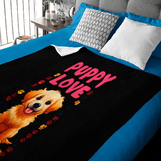 Cute Puppy Love Illustration for Apparel Baby Blankets