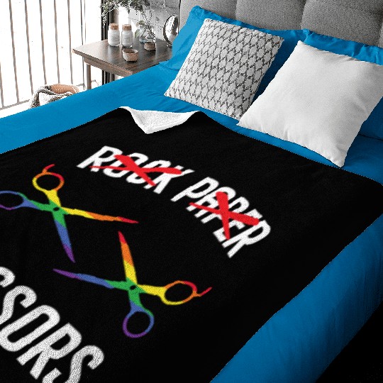 Funny Rock Paper Scissors LGBTQ Pride Baby Blankets
