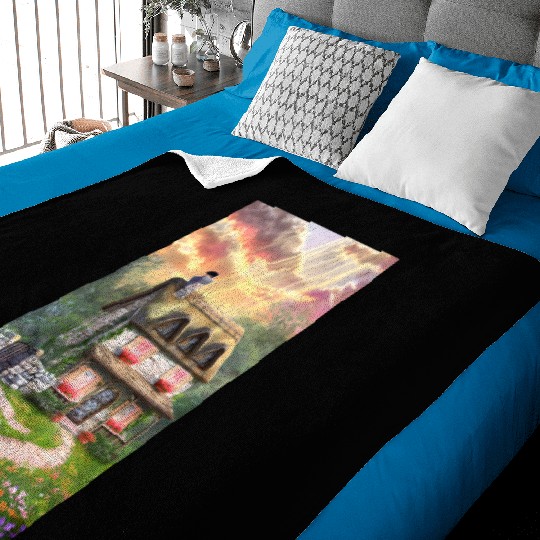 Fairy Tale Cottage in Sunrise Light Baby Blankets