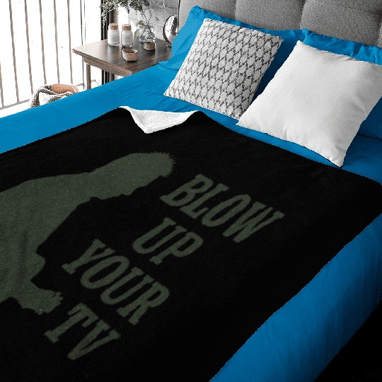 Blow Up Your TV! Dark Green Baby Blankets