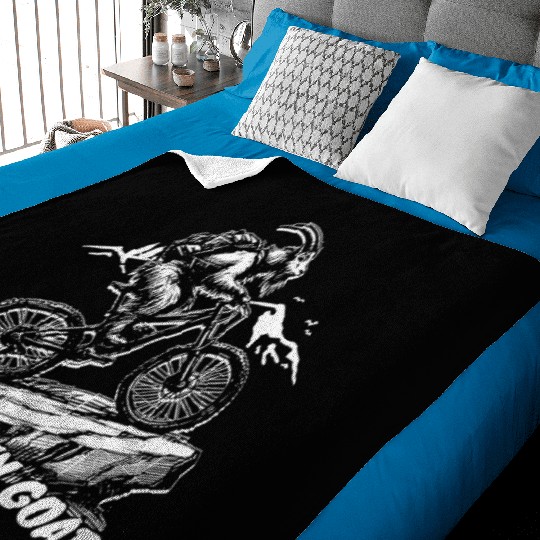 Mountain Goat on Bike Baby Blankets