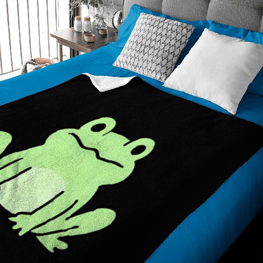 Lime Green Cartoon Frog Design Baby Blankets
