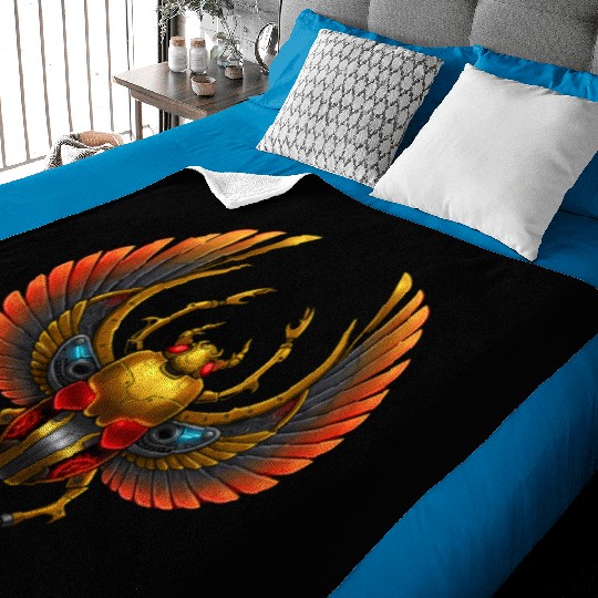 Cyberpunk Pharaonic Scarab with Mechanical Wings Baby Blankets