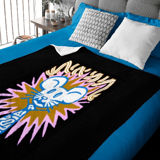 Neon Mouse Head with Radiant Burst Baby Blankets