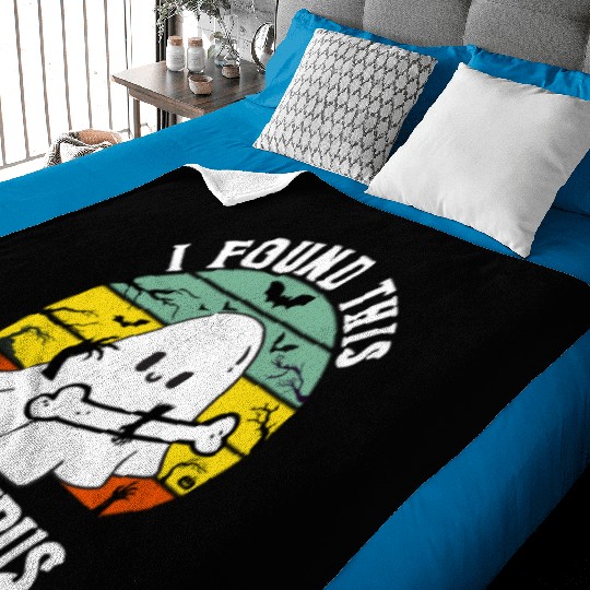 Funny Ghost Pun I Found This Humerus Halloween Baby Blankets