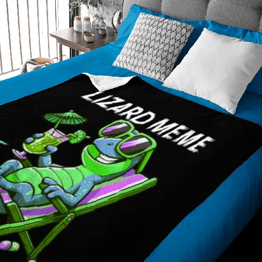 Lizard Meme Lounge Scene Baby Blankets