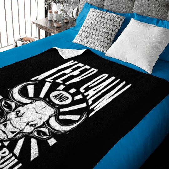 Keep Calm Ride the Bull Illustration Baby Blankets