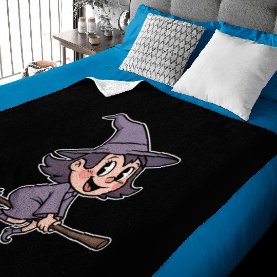 Whimsical Witch on a Broomstick Baby Blankets
