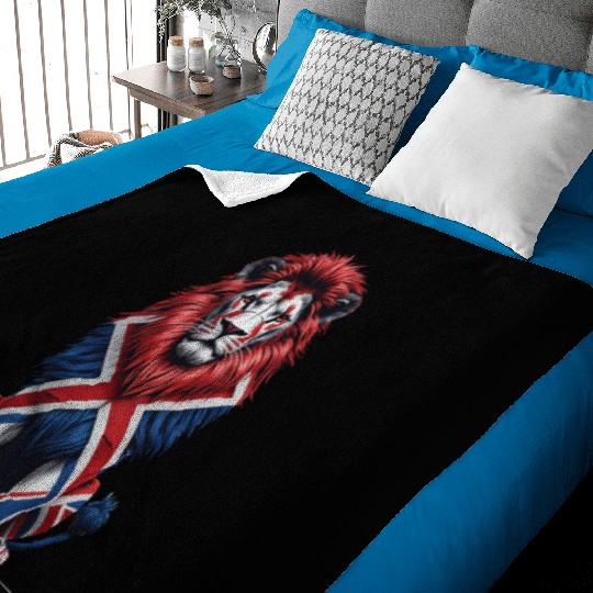 Regal Lion with Union Jack Mane Baby Blankets