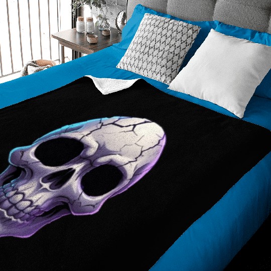 Cracked Midnight Skull Illustration Baby Blankets