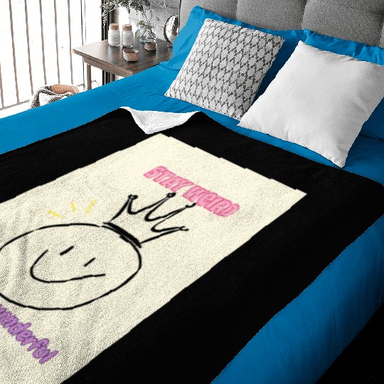 Whimsical Crown with Stay Weird Message Baby Blankets