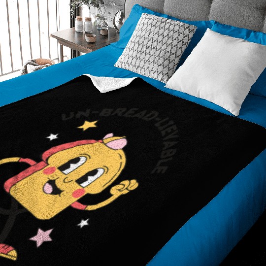 Whimsical Bread-Themed Cartoon Character Baby Blankets