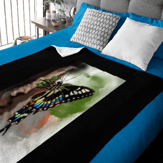 Vivid Butterfly Emerging from Bark Baby Blankets