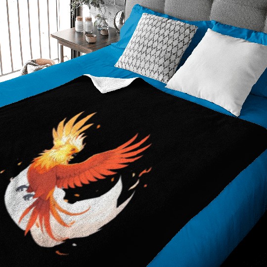 Fiery Mythical Phoenix Illustration Baby Blankets
