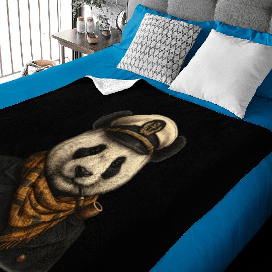 Captain Panda The Hipster Sea Commander Baby Blankets
