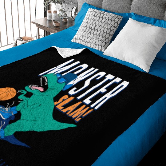 Dinosaur Basketball Slam Funny Baby Blankets