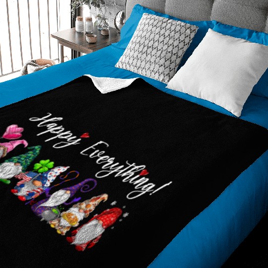 Happy Everything Gnomes Every Seasons All Year Baby Blankets