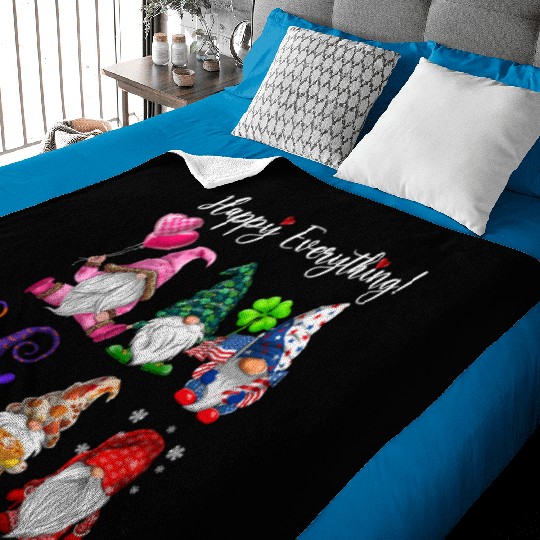 Happy Everything Gnomes Every Seasons All Year Baby Blankets