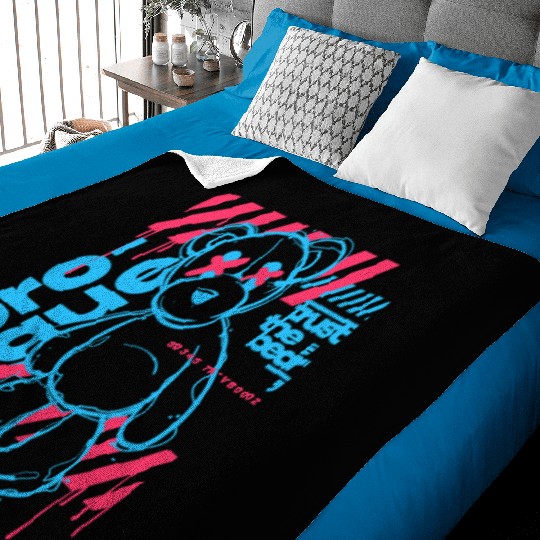 Vibrant Graffiti Teddy Design Baby Blankets