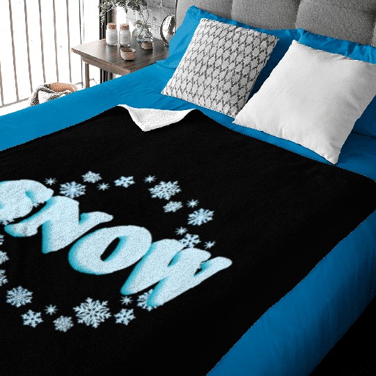 Winter Snowflakes Typography Design Baby Blankets