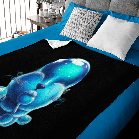 Whimsical Blue Bear with Lollipop Baby Blankets