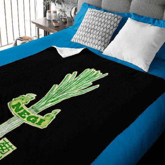 Fresh Green Onion Illustration Negi Japanese Baby Blankets
