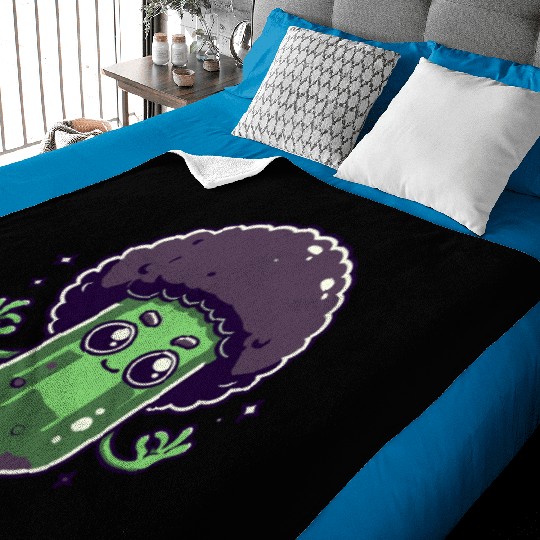 Whimsical Broccoli with Afro Hair Baby Blankets